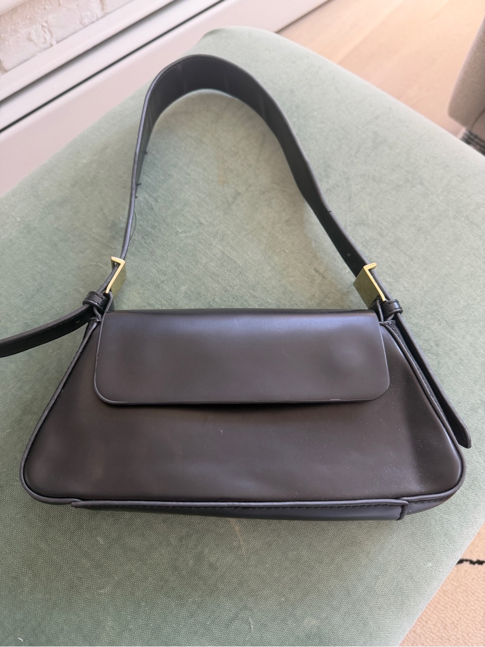 Zara Black Shoulder Bag with Gold Accents - Picture 6 of 9